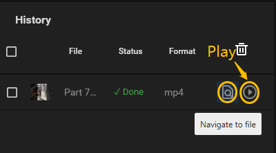 Click on Navigate to file to locate the downloaded short video and click on Play to play it on your computer
