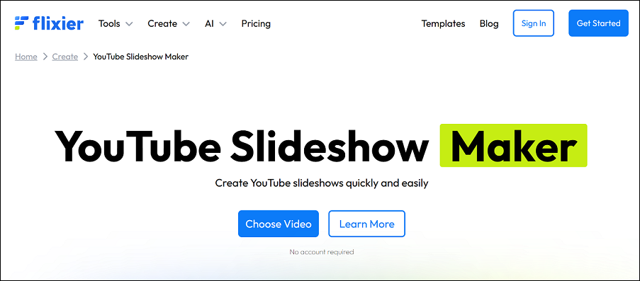 Making YouTube slideshow with Flixier