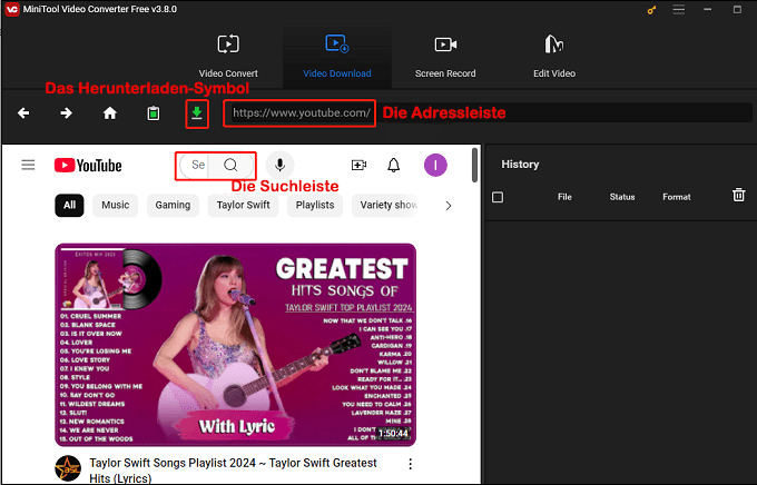 Wählen Sie eine der Methoden aus, um das YouTube-Video in MiniTool Video Converter herunterzuladen