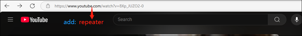add repeater after youtube in the URL