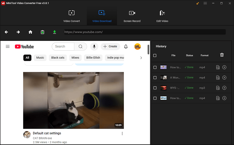 The user interface of MiniTool Video Converter