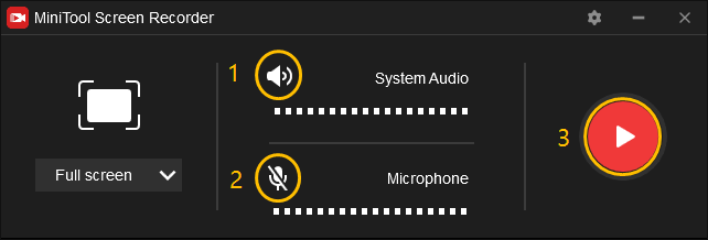 Turn on the System Audio option, turn off the Microphone option, and click the red record button