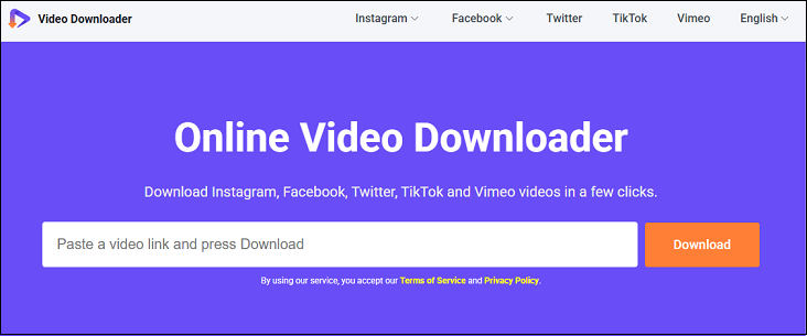 Die Startseite von Online Video Downloader auf viddown.net