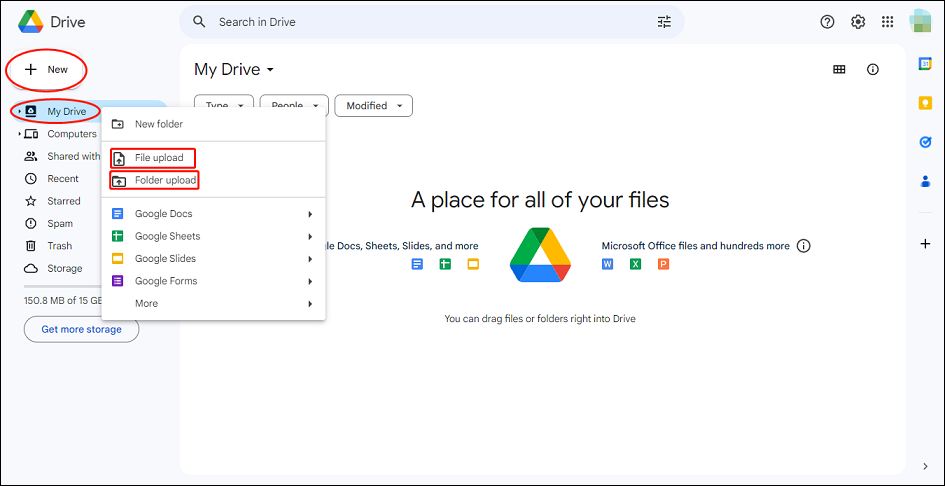 télécharger des fichiers ou des dossiers sur Google Drive