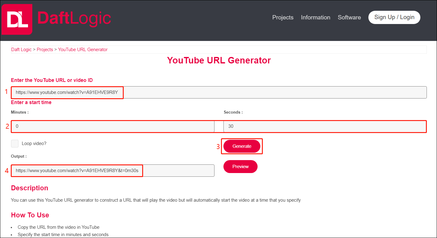 DaftLogic’s YouTube URL Generator