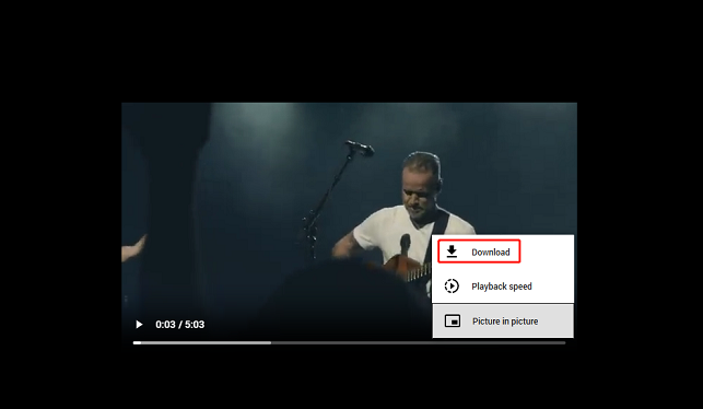 Click on the three-dot icon and select Download to download music in viddown.net