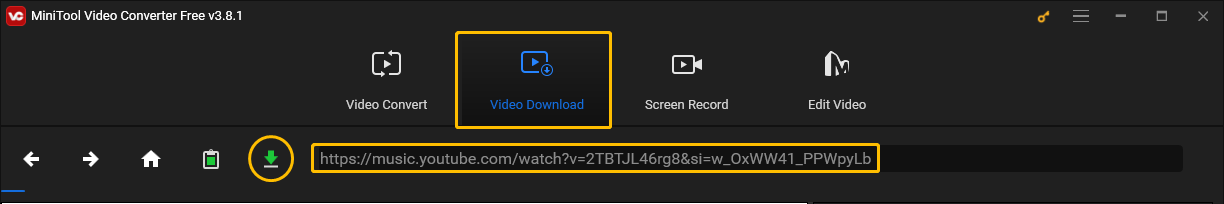 Choose Video Download, paste the URL into the address bar, and click on Download