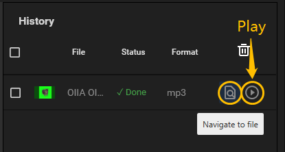 Click on Navigate to file to check the downloaded song or click the Play icon to play the song