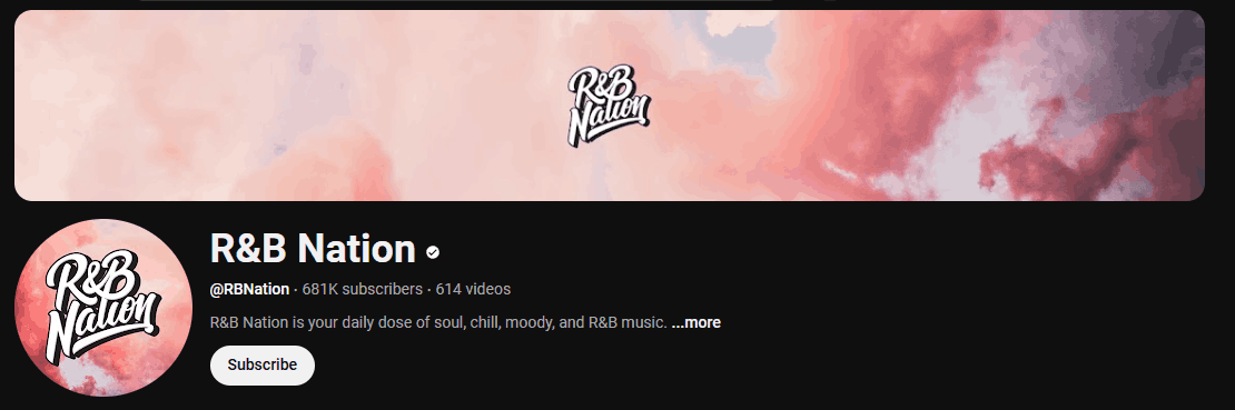 The channel page of R&B Nation