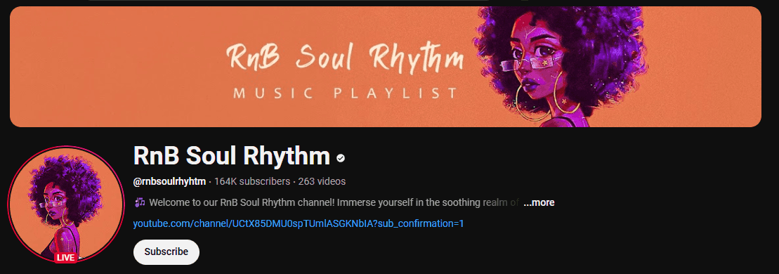 The channel page of RnB Soul Rhythm