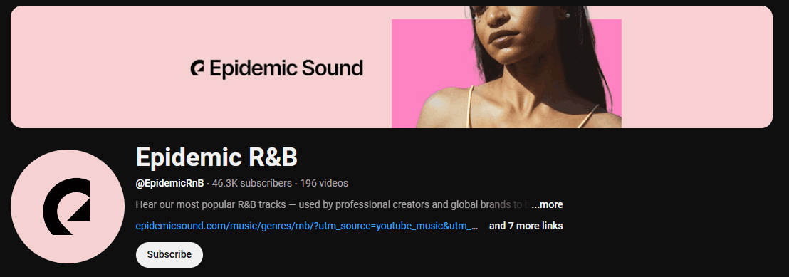 The channel page of Epidemic R&B