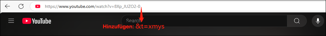 Fügen Sie &t=xmys nach der URL hinzu