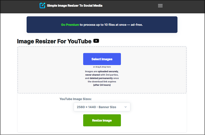 Use Simple Image Resizer to resize YouTube banner