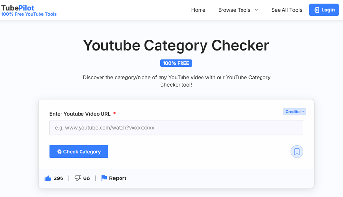 Checking YouTube category with TubePilot