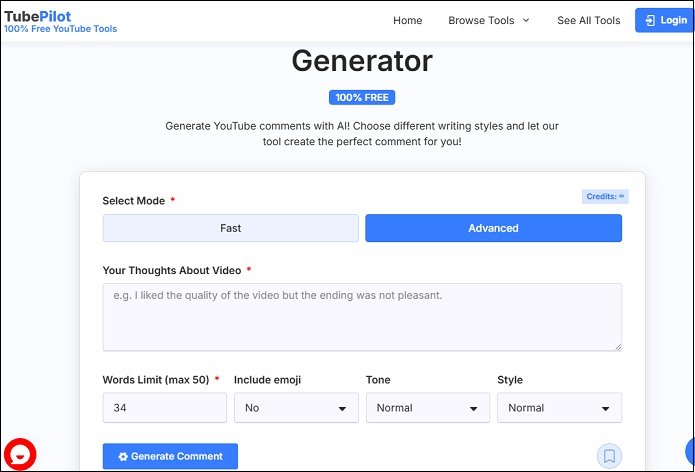 Generate YouTube comments with TubePilot