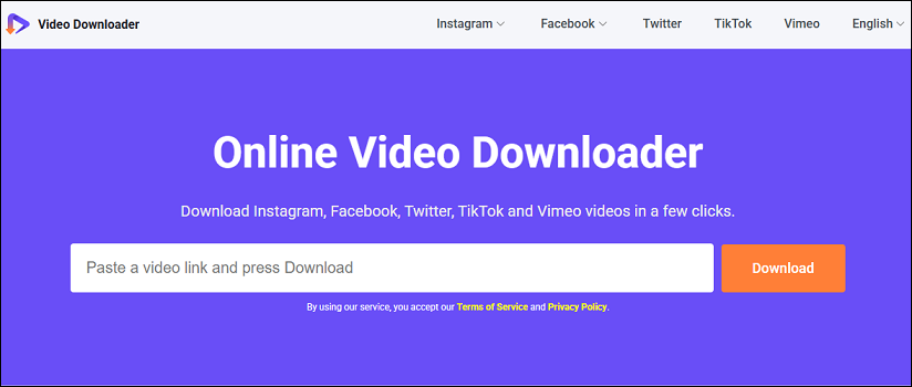 The interface of the Online Video Downloader on viddown.net