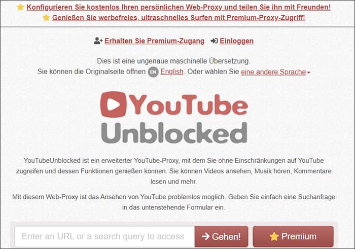 Die Offizielle Webseite von YouTubeUnblocked