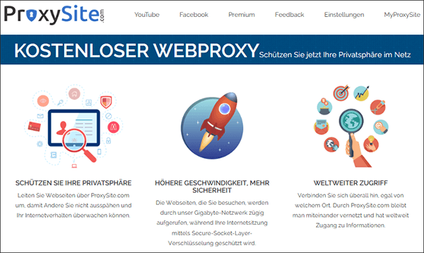 Die Offizielle Webseite von ProxySite.com