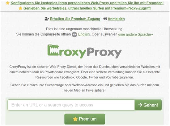 Die Offizielle Webseite von CroxyProxy