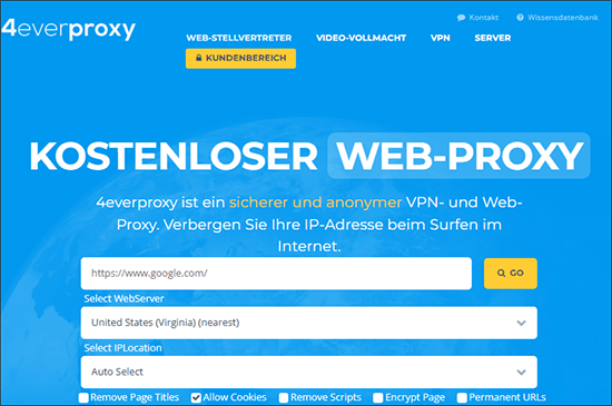 Die Offizielle Webseite von 4everproxy