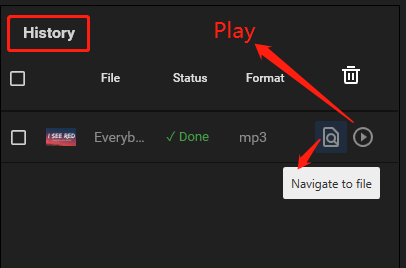 Click on Navigate to file to open music file and click on Play to directly listen to music