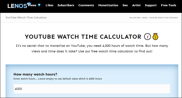 Use Lenos to calculate YouTube watch time