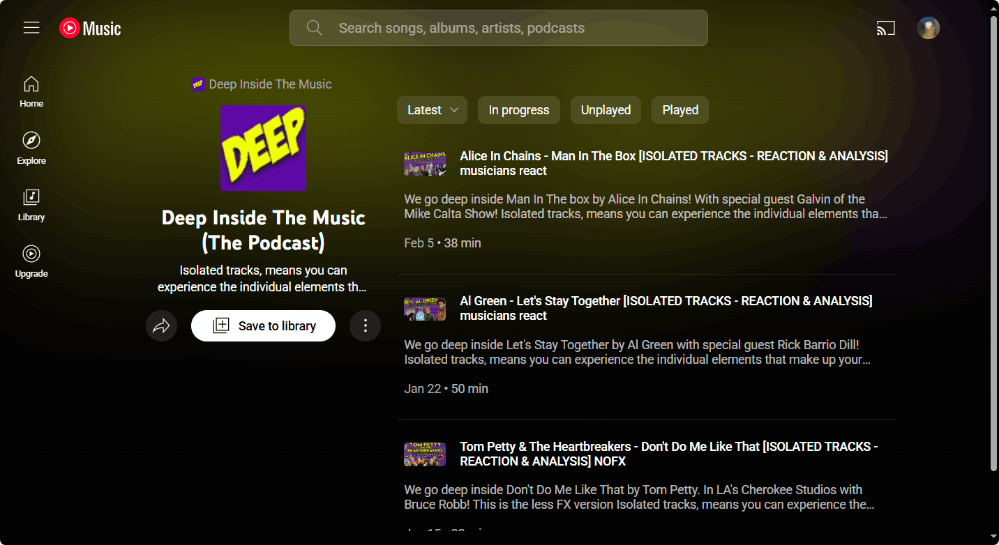 Deep Inside The Music’s episodes list