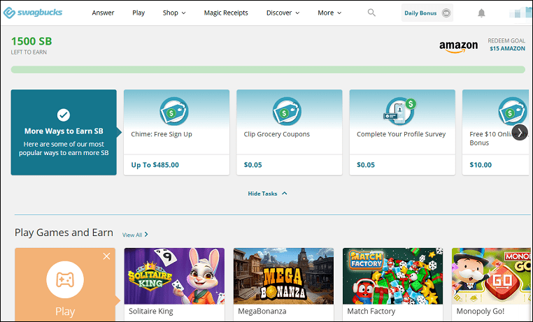 Go to Swagbucks to earn money