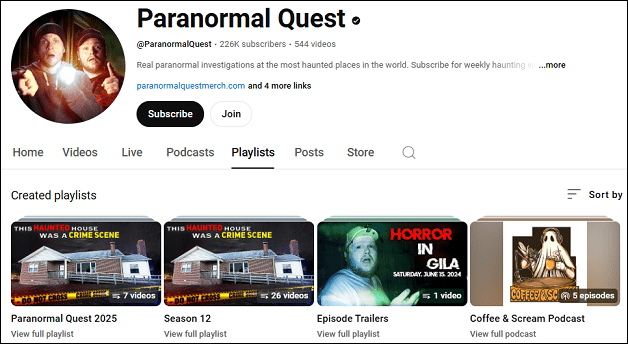 Go to Paranormal Quest to watch paranormal YouTube videos