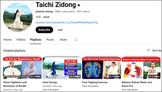 Watch tai chi videos on Taichi Zidong