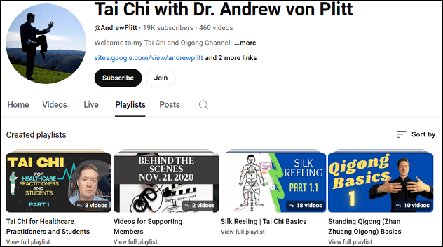 Learn tai chi on the YouTube channel – Tai Chi with Dr. Andrew von Plitt