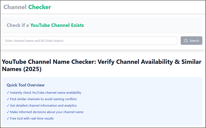 Check the username availability with Channel Checker