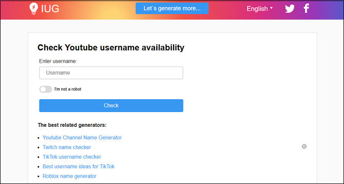 Use Instagram Username Generator to check YouTube username