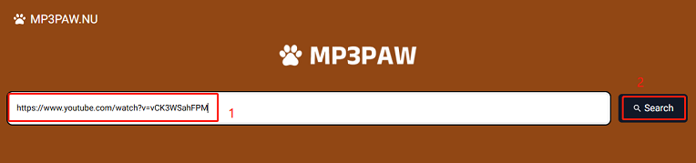 Paste the video link and click on Search in MP3Paw