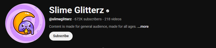 The channel profile of Slime Glitterz