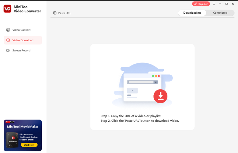 The download module interface of MiniTool Video Converter