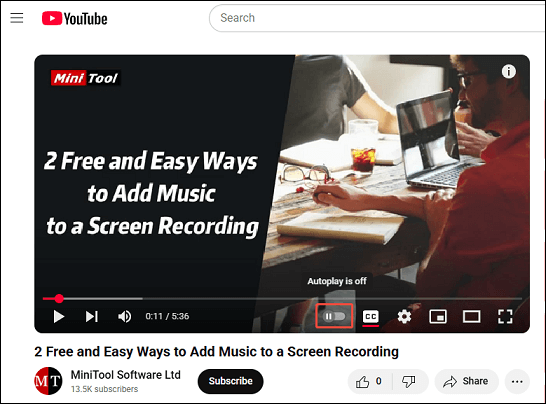 Disable the autoplay feature within the YouTube player