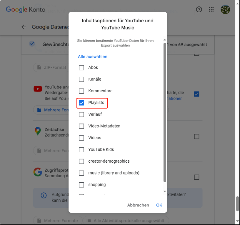 Wählen Sie Playlists aus