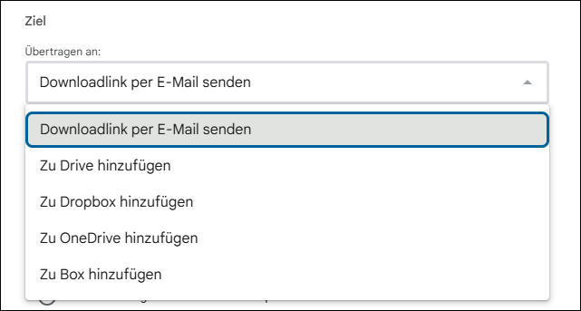Wählen Sie Ziel aus