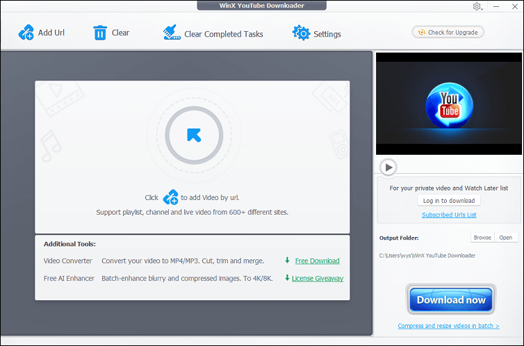 The user interface of WinX YouTube Downloader