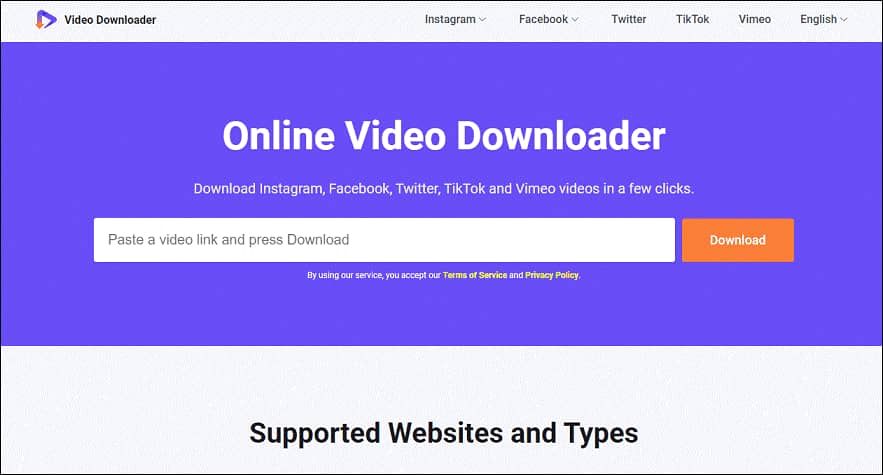 Die Hauptoberfläche von viddown.net