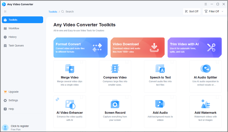 The main interface of Any Video Converter