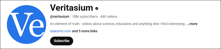 The channel homepage of Veritasium