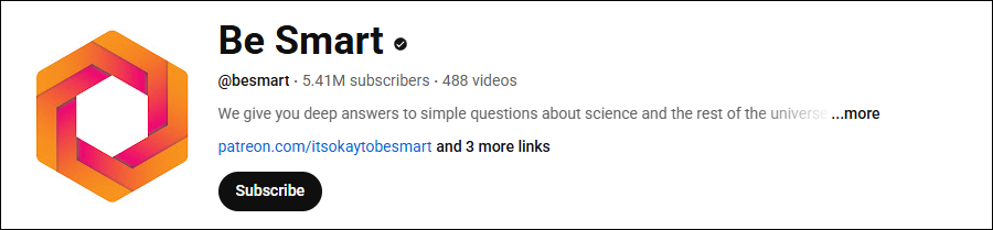 The channel homepage of Be Smart