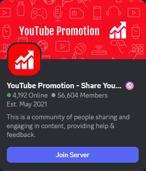 The YouTube Promotion server on Discord