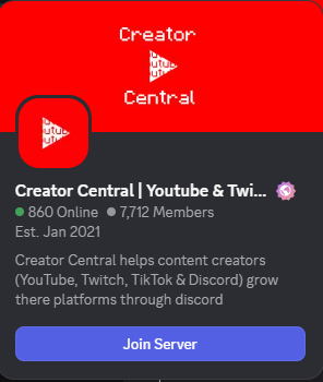 The Creator Central | Youtube & Twitch server on Discord
