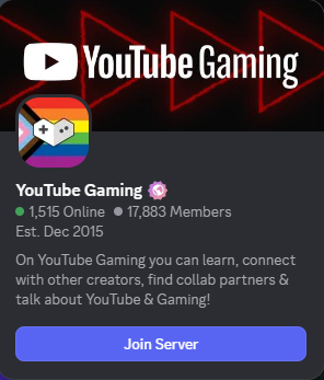 The YouTube Gaming server on Discord