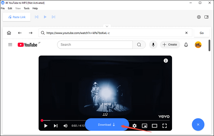 Find YouTube music and click the Download button to start downloading with 4K YouTube to MP3