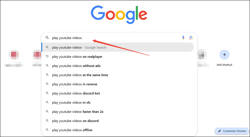 Type keywords into Google’s search bar to find long tail keywords