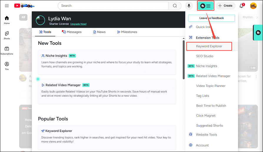 Select Keyword Explorer from the menu